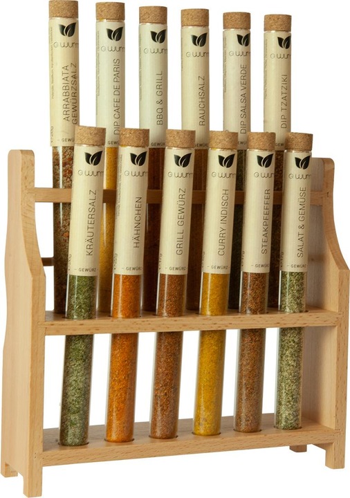 Actual product image Casativo Beech Wood Test Tube Rack for 12 Glasses, 21 x 8 x 20 cm (Various spices)
