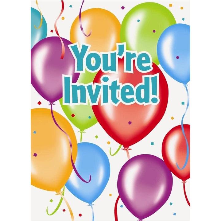 Produktbild Unique Party Ballons Einladungen Geburtstag 8erPack Karton (8 Stk.)