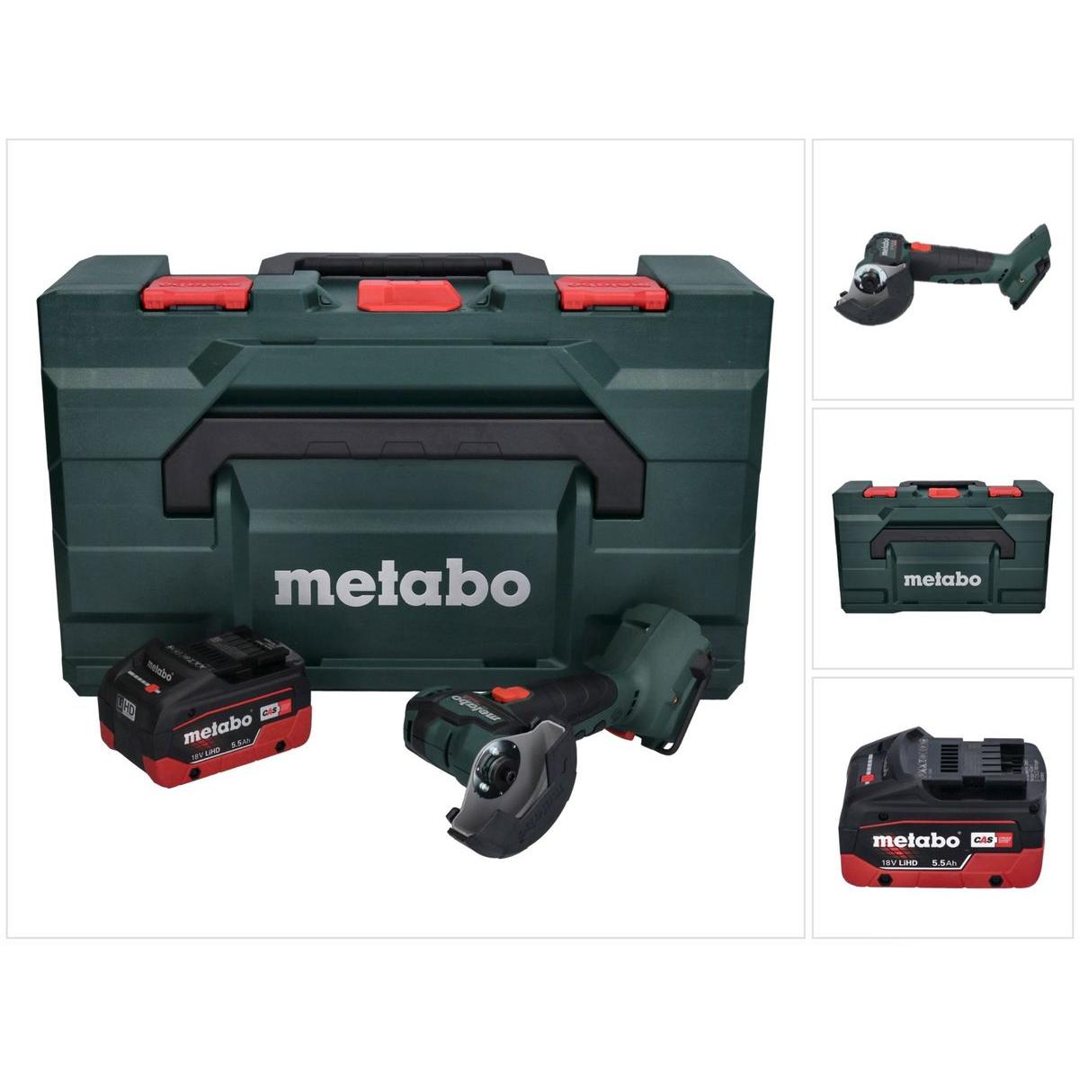 Metabo, Winkelschleifer, CC 18 LTX Akku Winkelschleifer 18 V 76 mm Brushless + 1x Akku 5,5Ah + MetaLoc - ohne Ladegerä (...
