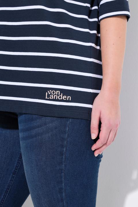 Produktbild Ulla Popken T-Shirt, Ringel, Blüten, oversized, Rundhals, Halbarm (62)