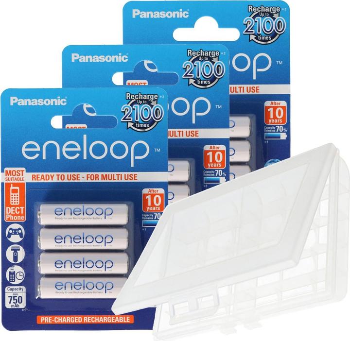 Immagine prodotto Panasonic Eneloop AAA, batterie ricaricabili Micro, con AccuCell BOX10 (10 pz., AAA / LR03 / Micro / R03 / AM4 / MN2400 / KR03, 800 mAh)