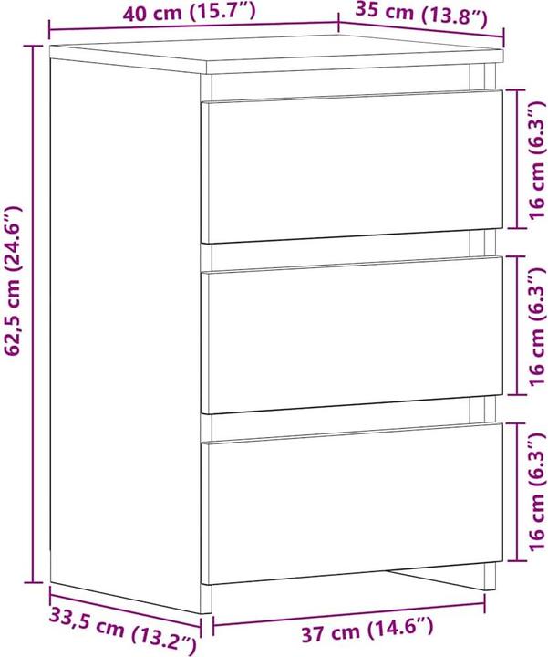 Produktbild vidaXL Nachttisch (40 x 35 x 62.5 cm)