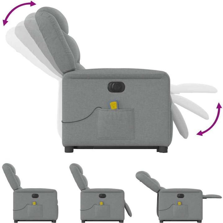 Immagine prodotto vidaXL Poltrona massaggiante elettrica con ausilio per la posizione eretta Tessuto grigio chiaro