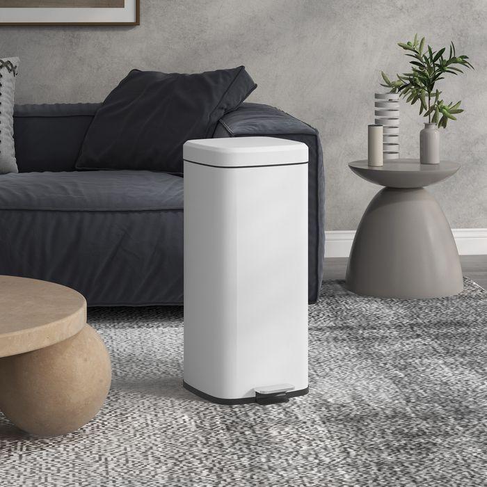 Produktbild Swisshandel24 Mülleimer 30L Treteimer mit Deckel Fusspedal Inneneimer, Wohnzimmer Büro Metall (30 l)
