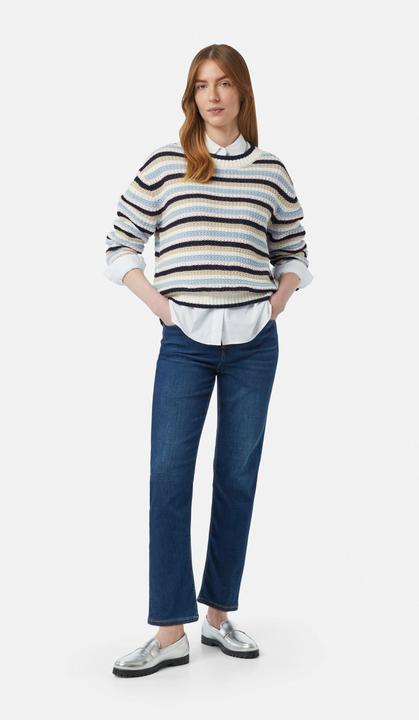 Produktbild Comma Strickpullover Verkürzter Strickpullover mit Streifenmuster im Relaxed Fit (44)