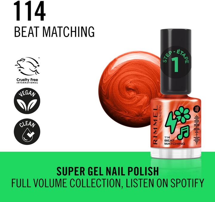 Produktbild Rimmel London SUPER GEL Nagellack #114 -Beatmatching 12 ml (Gel-Effekt Nagellack)