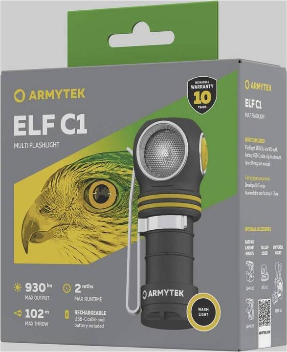 Actual product image ArmyTek Elf C1 warm white LED torch battery-powered 930 lm 55 g (7.60 cm, 930 lm)