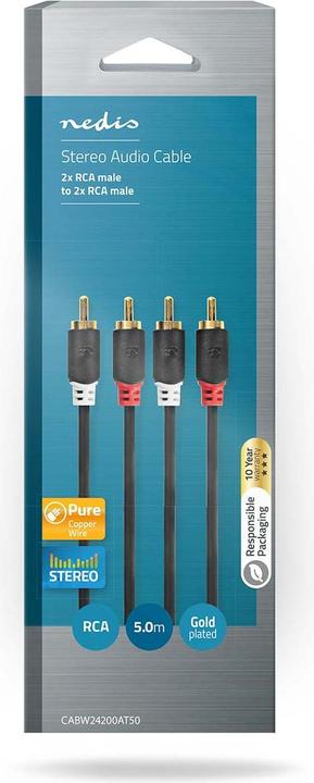 Productafbeelding Nedis Audiokabel stereo 2x cinch stekker (5 m)