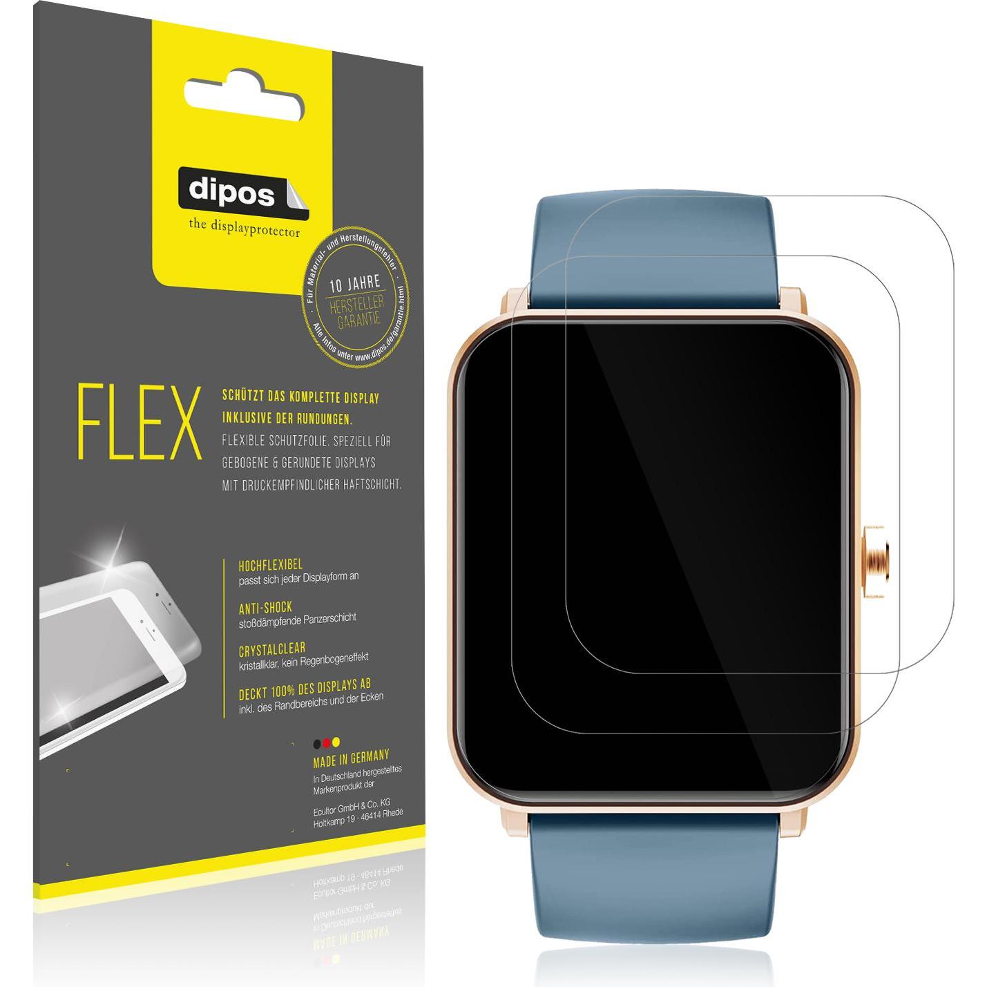 Dipos Displayschutzfolie Full-Cover 3D, Smartwatch Schutzfolie, Transparent