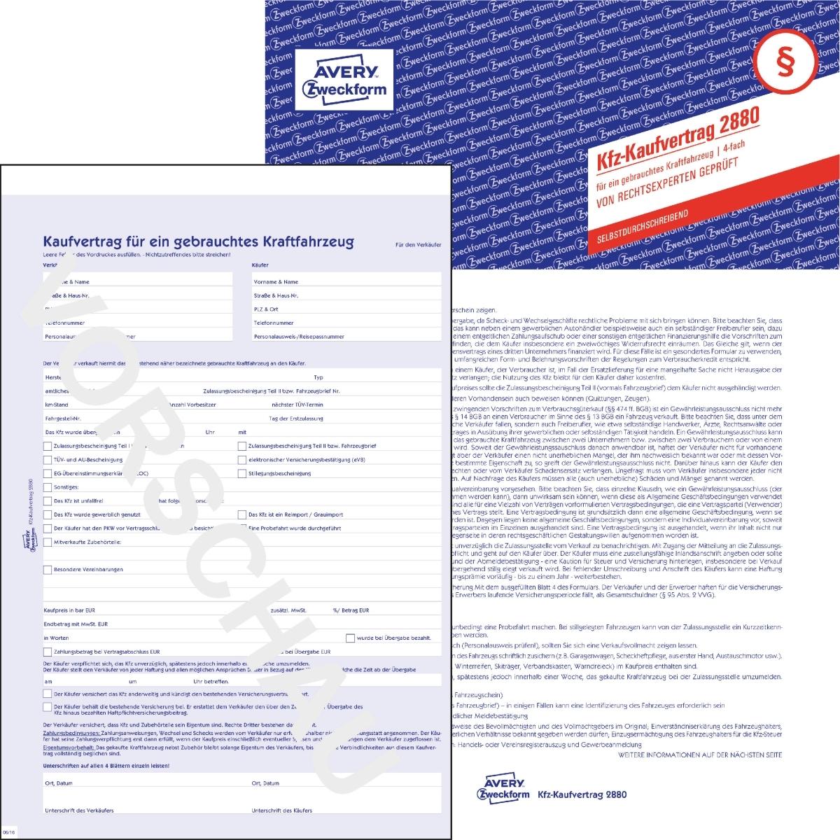 Avery 5 Kaufverträge 2880 A4/4 SD Kfz (2880)