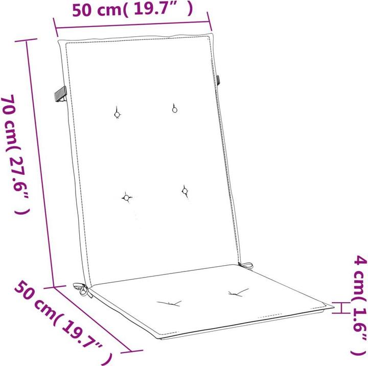 Actual product image vidaXL High-back cushions 6 pcs. fabric (120 x 50 x 4 cm)