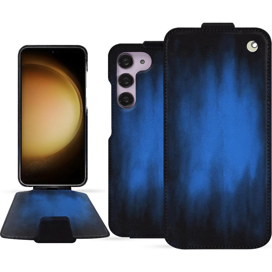 Noreve Lederschutzhülle vertikal (Samsung Galaxy S23+), Smartphone Hülle, Blau