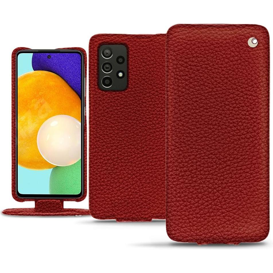 Noreve Lederschutzhülle vertikal (Samsung Galaxy A52), Smartphone Hülle, Rot