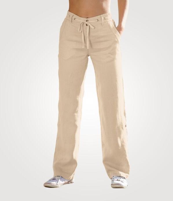 Immagine prodotto Artime Damen Leinenhose mit Elastbund und Bindekordel (48)