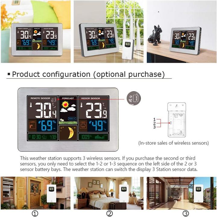 Produktbild Vorrinc Wetterstation mit Funkuhr und Aussensensor