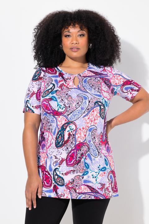 Actual product image Ulla Popken Paisley Print Short Sleeve Knit Tunic (62)