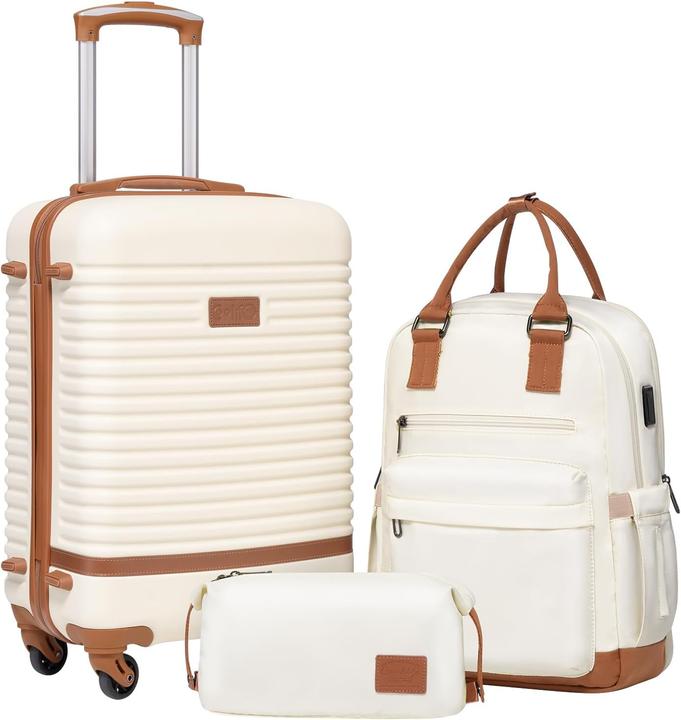 Immagine prodotto Coolife 3-teiliges Handgepäck-Set mit Rucksack und Kulturbeutel (Bagaglio a mano (fino a 50 litri))