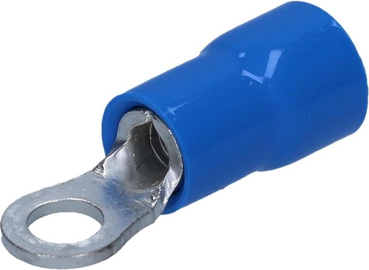 Actual product image Kalitec 10 RKSBM6 ring cable lug 1.5-2.5mm² I partially insulated M6 blue I copper I PVC collar I for