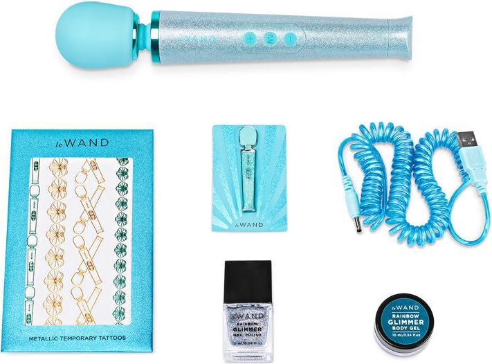 Actual product image Le Wand Petite All That Glimmers Rechargeable Vibrating Massager Blue