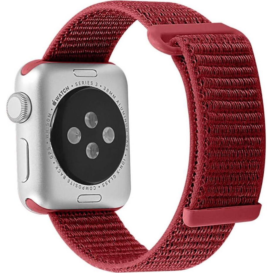 Cover-Discount Apple Watch 44/45/46/49mm - Nylon Stoff Band flexibel mit Klett (Nylon), Uhrenarmband, Rot
