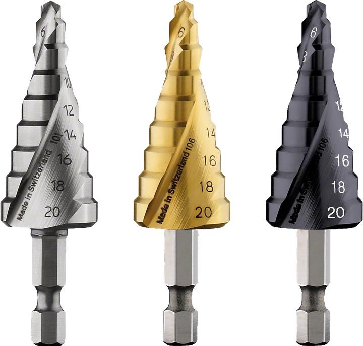 Produktbild Bosch Professional Zubehör Stufenbohrer HSS-TiN, 4 - 20 mm, 1/4-Zoll, 70,5 mm, 9 Stufen (4 - 20)