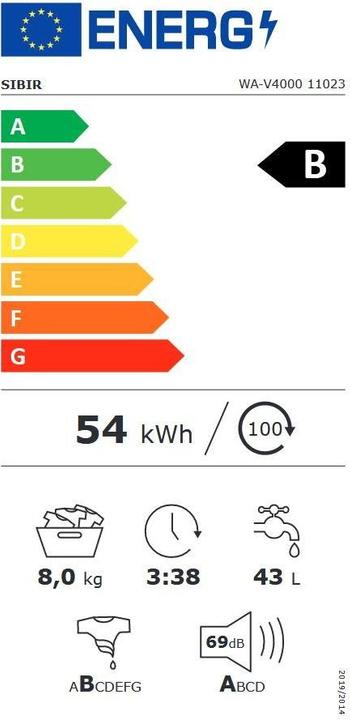 Energie-Label Sibir Waschmaschine WA-V4000 11023 Swiss li A+++ (8 kg, Links)