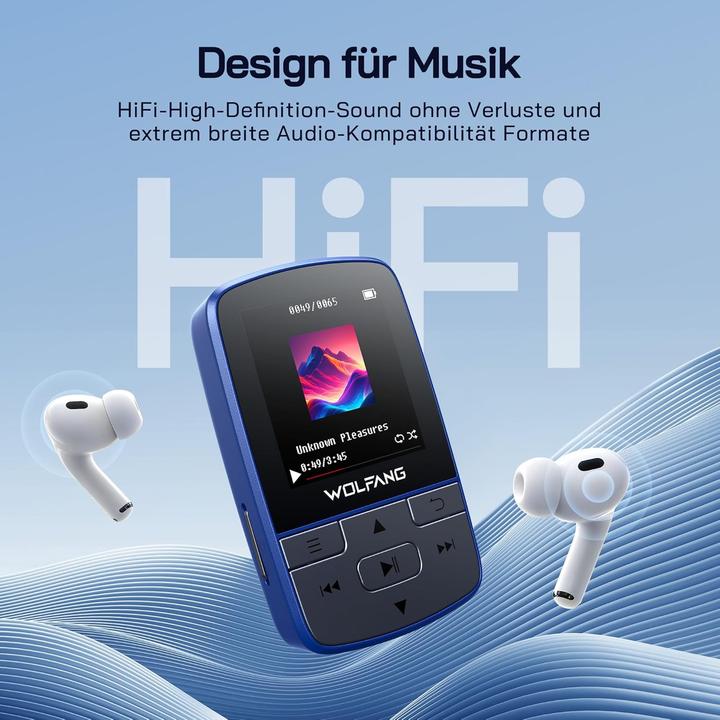 Image du produit Wolfang MP3-Player mit Bluetooth 5.2 & Sportclip (64 Go)
