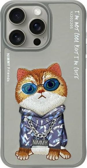 Productafbeelding PanzerGlass Nimmy case iPhone 15 Pro 6.1" gray Glasses Cool Cat (Apple iPhone 15 Pro)