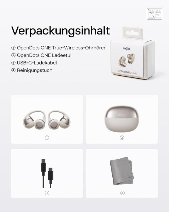 Produktbild Shokz OpenDots One Open-Ear-Kopfhörer (40 h, Kabellos)