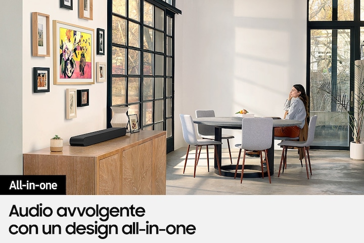 Immagine prodotto Samsung Soundbar HW-S50B/ZF 3 canali 140W 2022, suono bilanciato e uniforme, music mode, tap sound (140 W, 3.0 canali)