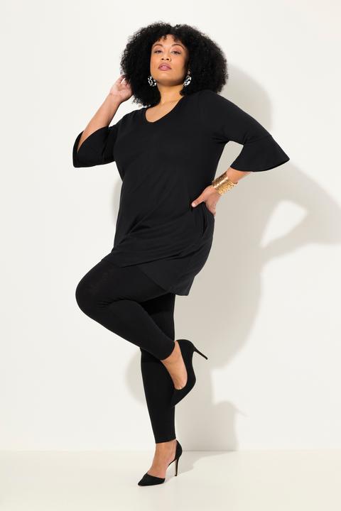 Actual product image Ulla Popken V-Neck Tulip Sleeve Knit A-line Pocket Tunic (50, 52)