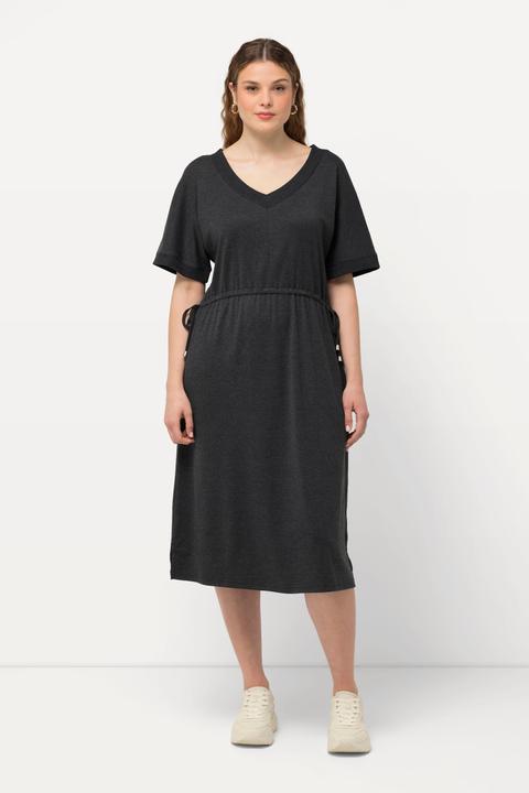 Produktbild Ulla Popken Jerseykleid, Tunnelzug, A-Linie, V-Ausschnitt, Halbarm (60)