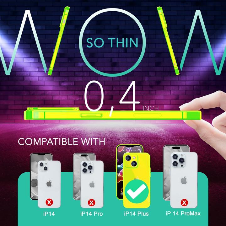 Produktbild Nalia Klar Transparente Neon Silikon Hülle (Apple iPhone 14 Plus)