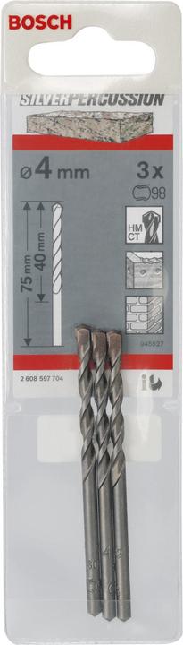 Produktbild Bosch Professional Zubehör Betonbohrer CYL-3, 4 x 40 x 75 mm, d 3,3 mm, 3er-Pack (3.3 mm)