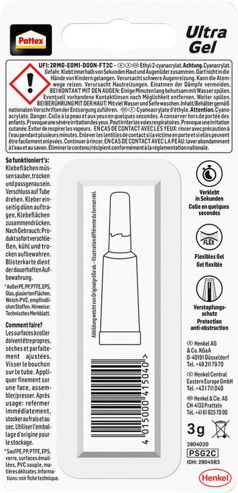 Image du produit Pattex Super-colle Ultra Gel (3 g, 3 ml)