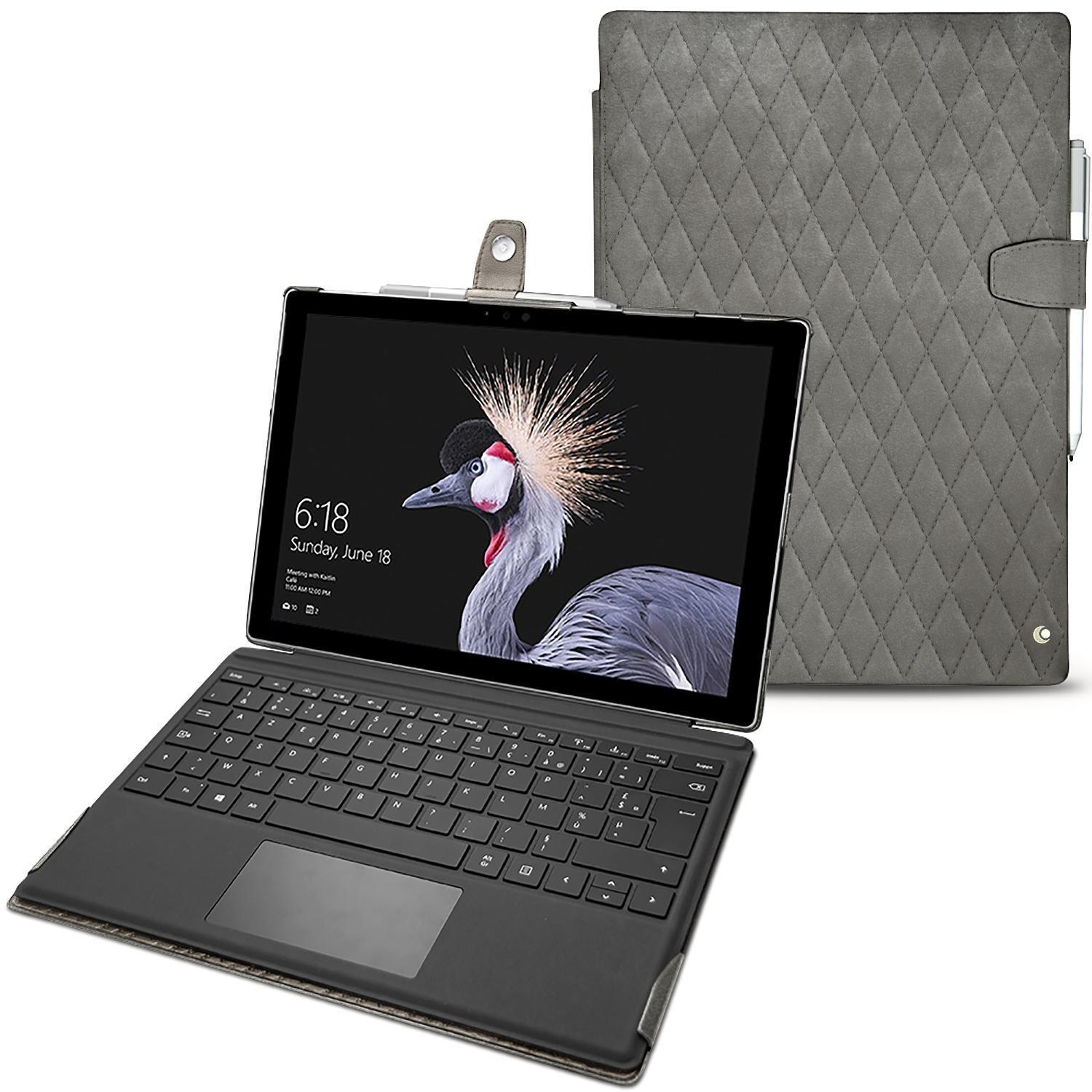 Noreve Lederschutzhülle (Surface Pro (2017)), Tablet Hülle, Grau