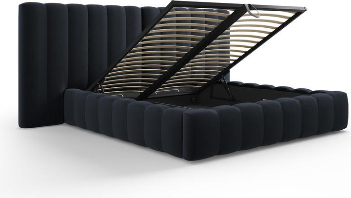 Actual product image Micadoni Velvet Storage Bed With Double Headboard, "Kelp", 230x250x100Made in Europe (160 x 200 cm)