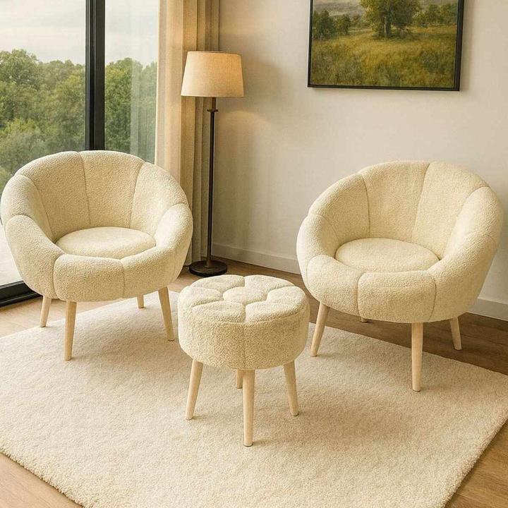 Actual product image Atelier del Sofa Lida Wellsoft Wing Chair & Pouffe Set (3 Pieces)