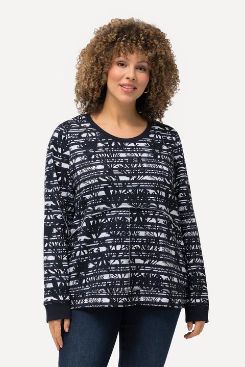 Produktbild Ulla Popken Sweatshirt, offene Kanten, Rundhals, Langarm (50, 52)