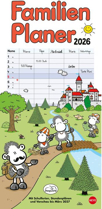 sheepworld Familienplaner 2026 (21 x 45 cm, German)
