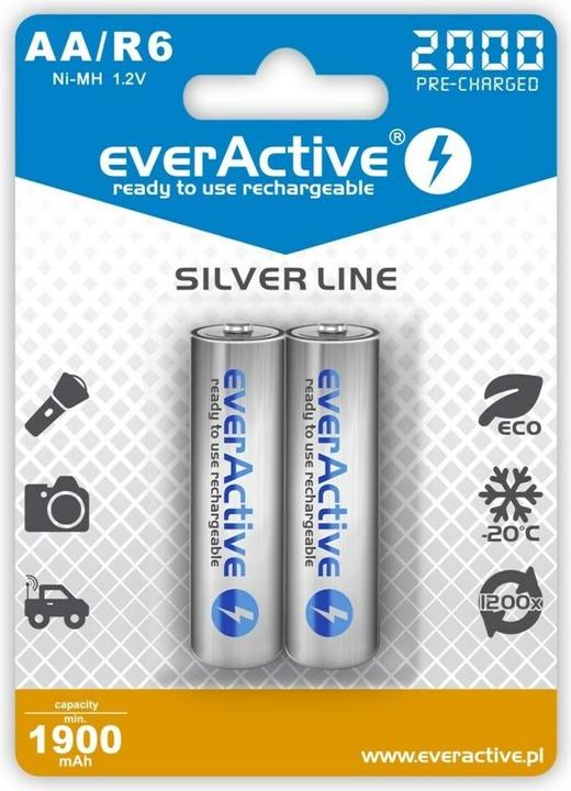 Produktbild Everactive Rechargeable batteries Ni-MH R6 AA 2000 mAh Silver Line - Batterie - Mignon (AA) (2 Stk., AA, 2000 mAh)