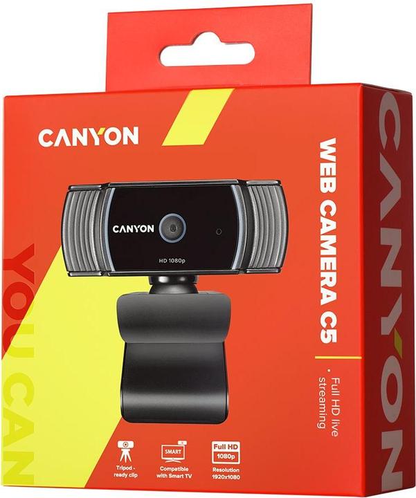 Actual product image Canyon Full HD webcam for video calls and conferences C5, with microphone, autofocus (2 Mpx)