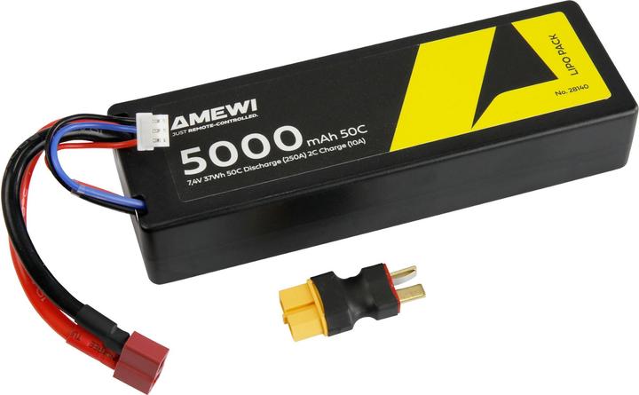 Amewi LiPo Akku 2S 7,4V 5000mAh 50C T-Plug (7.40 V, 5000 mAh)
