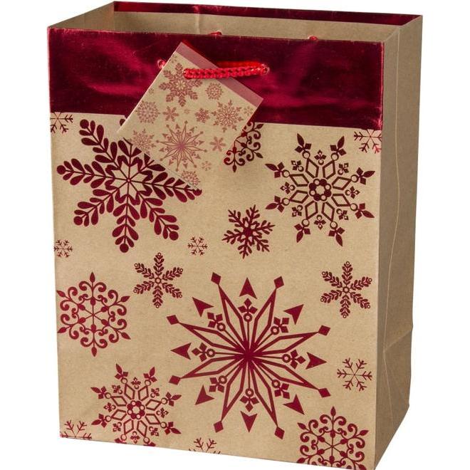 MICA Living, Geschenkverpackung, Geschenktasche - Schneeflocken - 26 x 32,5 x 12,5 cm (Geschenktüte, 1 x)