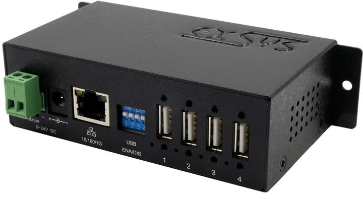 Exsys Ethernet GLAN 1x vers 4x USB2.0 Serveur de périphérique 4 ports,alimentation incluse,15KV ESD