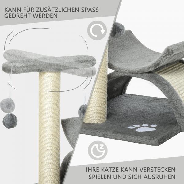 Produktbild PawHut Katzenkratzbaum mit Ball (43 cm, Hellgrau)