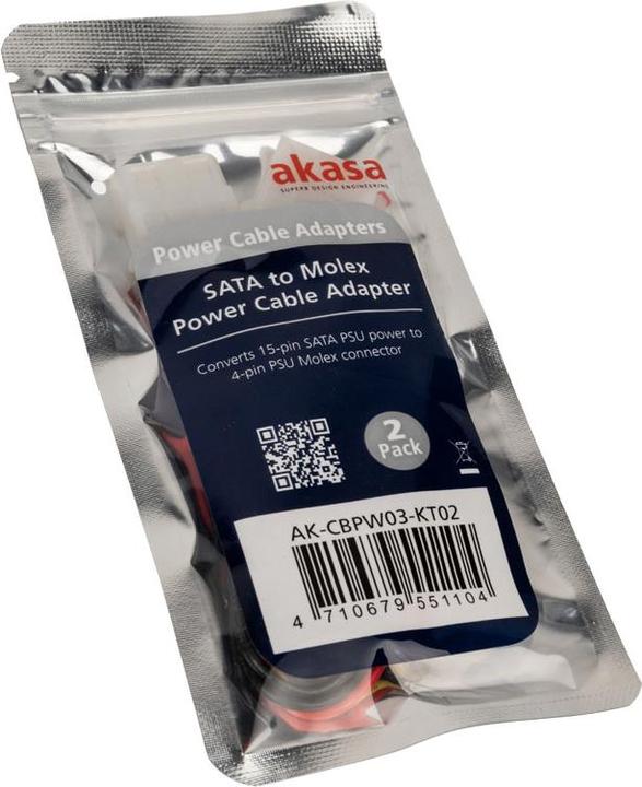 Produktbild Akasa SATA zu Molex Adapterkabel - 2 Stück