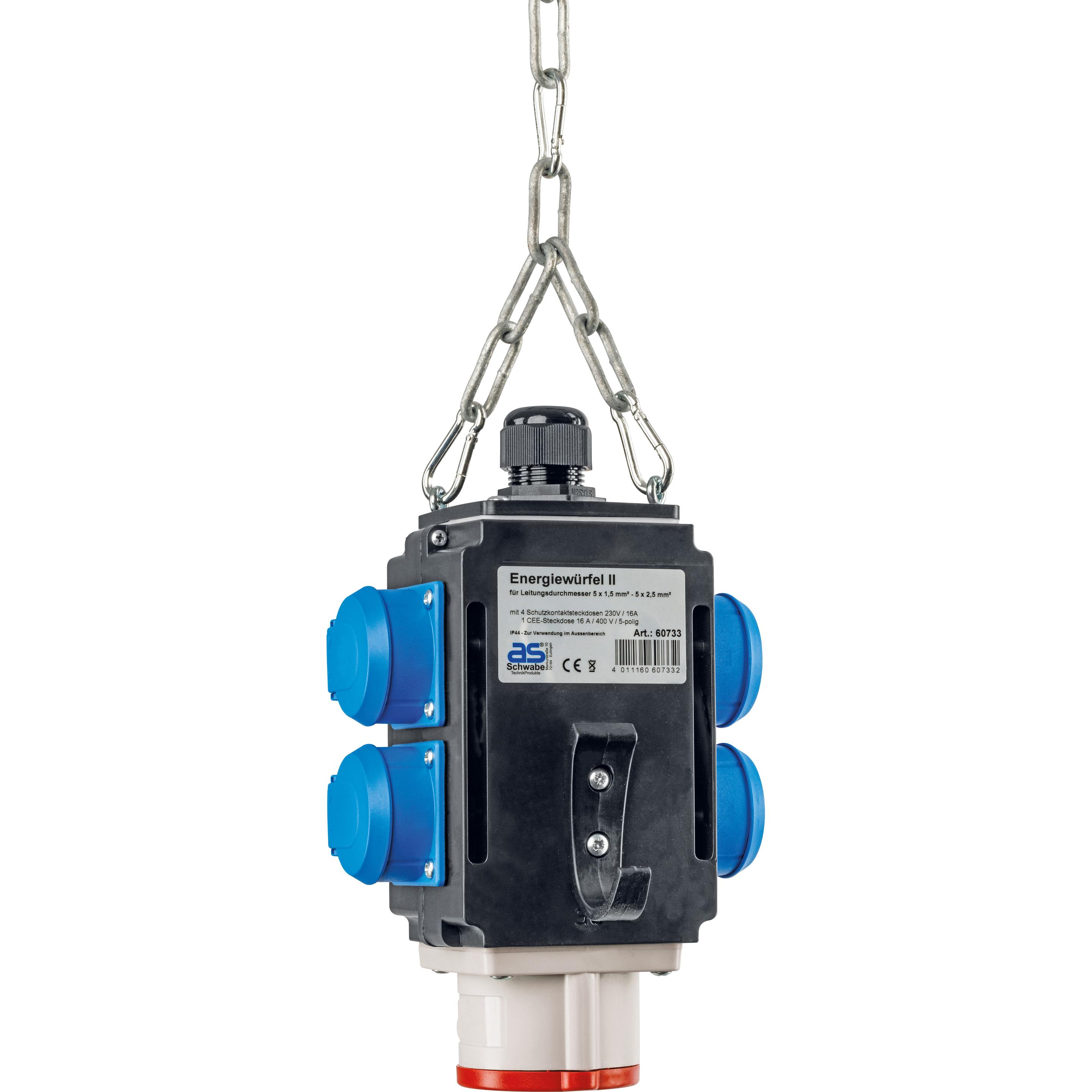 Thumbnail - As - Schwabe, Baustromverteiler, Energiewürfel anschlussfertig verdrahtet (5 x, CEE 7/3, CEE)