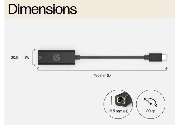 Actual product image HP USB Typ-C zu (USB-C, RJ45 (1x))