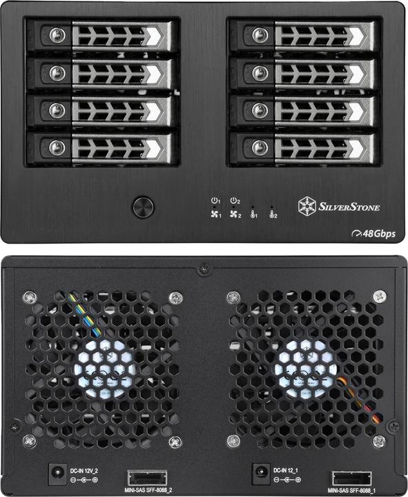 Actual product image Silverstone SST-TS821S - Mini SAS external hard disk enclosure for 8x 2.5" SAS/SATA HDD or SSD with (2.5")